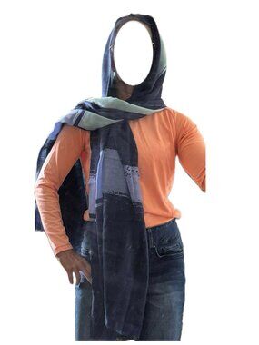 Large Scarf Cashmere & Wool by MIR Accessories Blue NWT